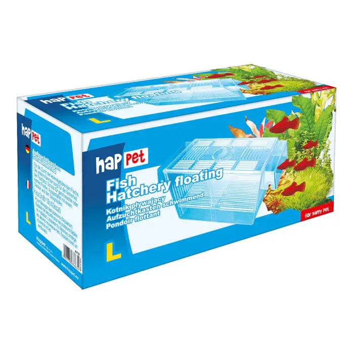 Schwimmender Aufzuchtkasten für Fische mit Trennwand